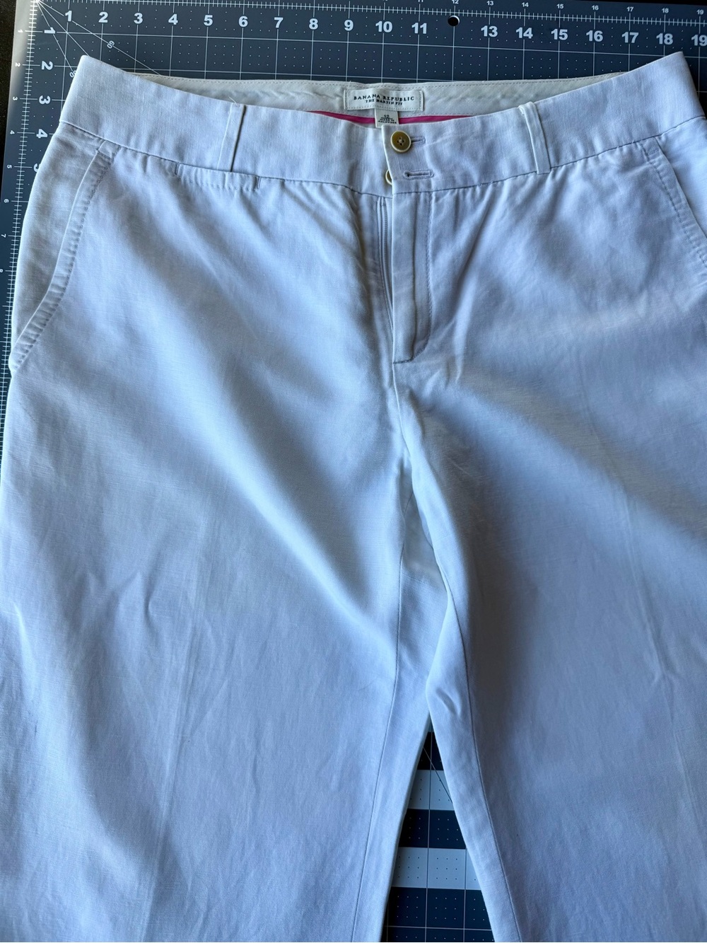 Banana Republic * Linen Martin Fit White Pants Trouser * Size 12 - Picture 3 of 16